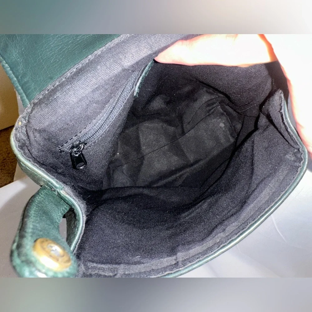 Vintage Nine West Pebbled leather small backpack GREEN - Picture 12 of 15